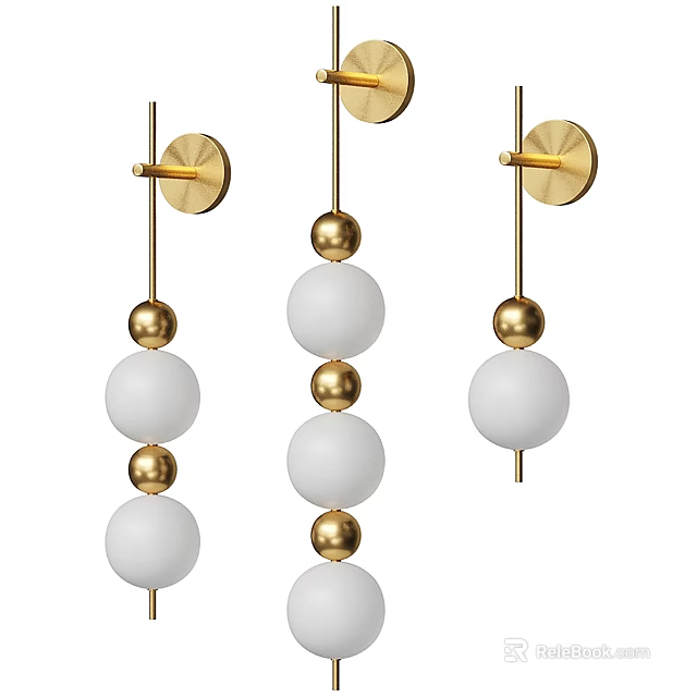 Modern Wall Lamp With Gold Base And White Spherical Hanging Design 3d model