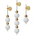 Modern Wall Lamp With Gold Base And White Spherical Hanging Design 3d model
