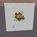 Chinese New Year Decoration With Fu Character Red Green Lanterns Plum Blossoms And Floral Elements