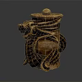 Handcrafted Traditional Wooden Storage Container With Intricate Dragon Design And Lid