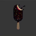 Chocolate Coated Popsicle With Wooden Stick Colorful Sprinkles And Apple Slice Inside