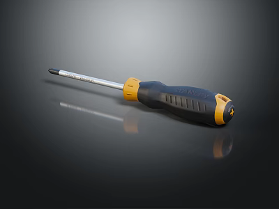 Durable Black And Yellow Hardware Tool Screwdriver With Non slip Grip Handle And Metal Shaft 3d model