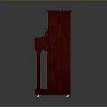 Vintage Red Wooden Upright Piano With White Keys And Golden Accents