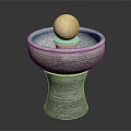 Stone Decorative Fountain With Round Basin And Spherical Ball On Pedestal