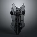 Elegant Black Lace Bodysuit with Floral Embroidery and Sheer Mesh Details