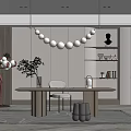 Modern Study Simple Study Desk and Chair Combination 3d model