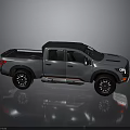 Silver Modern Pickup Truck With Crew Cab Black Wheels Red Accents Sporty Design