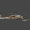 Military Attack Helicopter With Camouflage Paint Rotor System And Armaments Including Missiles Bombs