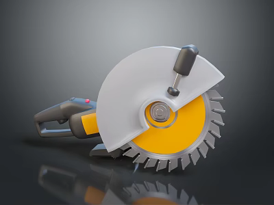 Professional Circular Saw Hardware Tool with Yellow Blade Gray Body Black Yellow Handle Sharp Edge 3d model