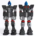 Smart Robot Action Figure With Black Gray Red Armor Front Back View Design 3d model