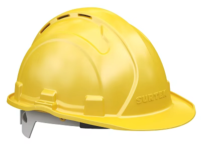 Yellow SUTER Hard Hat With Ventilation Holes For Construction Work Safety 3d model