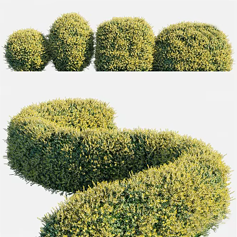 modern shrub green plant landscape green plant flower bushes 3d model