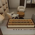 Modern Beauty and Hair Salon Interior With Open Layout Wooden Decor Lighting and Display Shelves