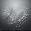 Abstract Symmetric White Spiral Lines Forming Butterfly Shape On Gray Background With Reflection