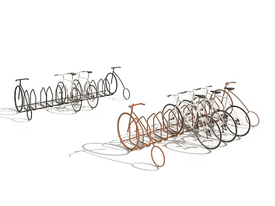 Sturdy Metal Commercial Bicycle Racks With Efficient Multiple Bicycle Parking Design 3d model