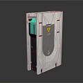 Industrial Building Component Gray Metal Enclosure With Green Indicator And Warning Sign