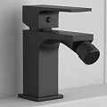 Sleek Black Modern Faucets In Various Styles On White Tile Wall Shelf