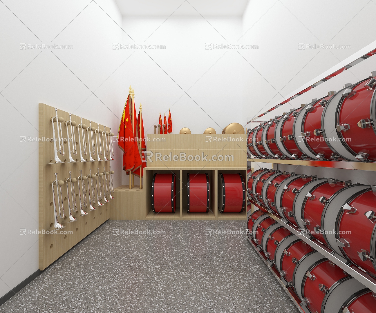 drum horn room horn cymbals 3d model