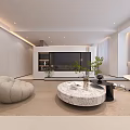 Modern Living Room Interior Design With Large Window Sofa Round Coffee Table And Curved Chair