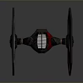 TIE Fighter Spacecraft Model With Black Red Design And Symmetric Wings