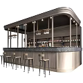 Modern Bar Interior Design With Wine Racks Hanging Glasses And Wooden Bar Stools