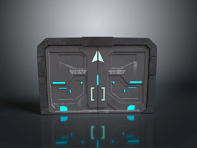 Futuristic Modern Gate with Blue Illuminated Lights and Metallic Frame Construction 3d model