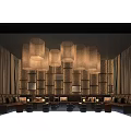 Modern Luxury KTV Interior Design With Fabric Pendant Lights And Comfortable Sofa Seating