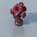 Hinged Door Decorated With Pink And Purple Flowers In Brown Vase