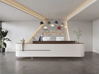 Modern Company Reception Area Bar Reception Desk 3d model