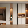 Modern Shoe Cabinet Interior With Hanging Area Bench And Storage Lighting