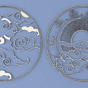 Chinese Metal Carved Clouds Sun and Moon Carved Chinese Pattern Hollow Carved Traditional Carved 3d model