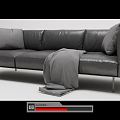 Black Leather Sofa Modern Three-Seat Sofa 3d model