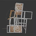 Architectural Building Model with Multi Level Structure Framework and Wall Details