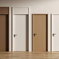 Wooden Hinged Doors In Brown And White For Home Interior With Wooden Floor