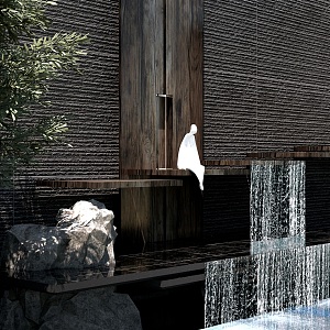 New Chinese Zen landscape sketch landscape wall waterscape 3d model