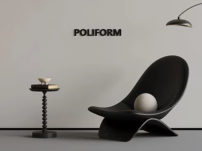 Poliform Modern Interior With Black Chair Side Table And Floor Lamp 3d model