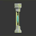 Scenic White Pillar With Golden Accents And Turquoise Gemstone Reflection