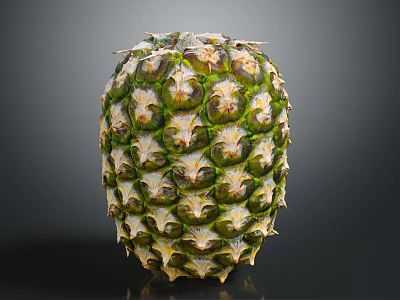 Fresh Pineapple with Green Yellow Skin and Scaly Texture on Dark Background 3d model