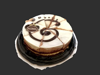 Delicious Round Mirage Cake With Chocolate Swirl Decoration And Layered Cream 3d model