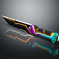 Futuristic Modern Weapon Featuring Colorful Grip Blue Purple Yellow Geometric Design