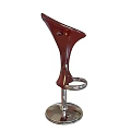Red Modern Curved Bar Stool With Metal Base And Circular Footrest
