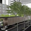 Modern Sales Office Building With Glass Facade And Green Trees In Urban Setting