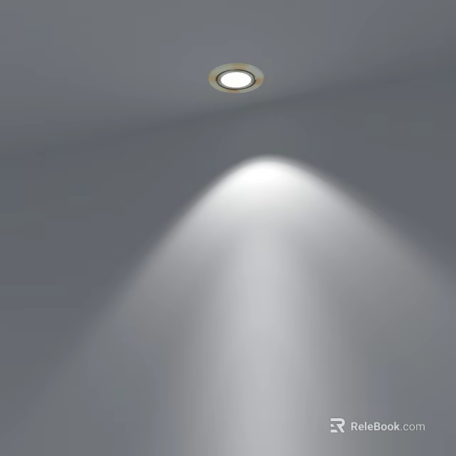Downlight Spotlight Installed On Ceiling Illuminating Wall With Bright Light In Modern Interior 3d model