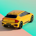 Yellow Modern Electric Car With Sleek Body Black Wheels And Distinctive Headlights