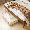 Light Colored Fabric Storage Baskets with Handles for Organizing Under Bed in Bedroom