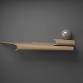 Minimalist Wall Mounted Shelf With Curved Light Tone Design And Spherical Decor 3d model