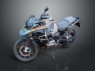 BMW Adventure Motorcycle With Rugged Black Gray Design Luggage Rack And Dual Seat 3d model