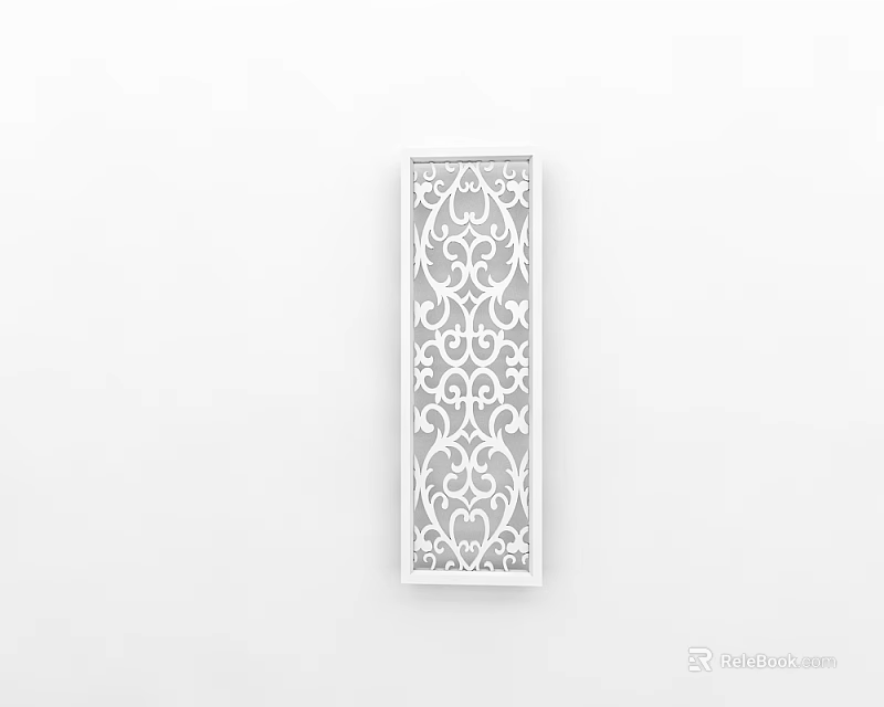 Elegant Decorative Room Divider With Intricate Laser Cut Patterns On White Background 3d model 