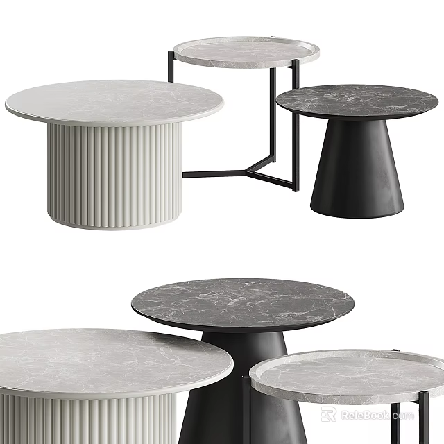 Modern Coffee Tables With Marble Tabletop And Various Contemporary Base Designs 3d model