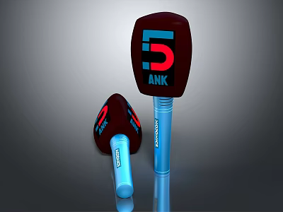 ANK Headphones With Red Blue Design And Microphone Shape Blue Handles 3d model